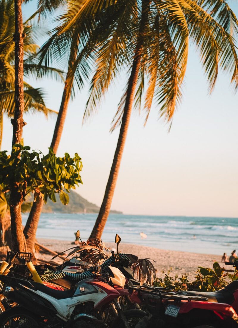 Views of the beach at sunset in Santa Teresa, Costa Rica